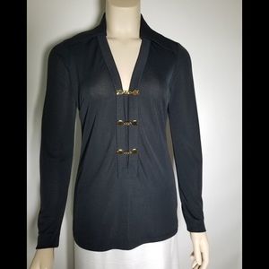 Vintage 80’s Fitted Knit Shirt Italy~Arrow clasps